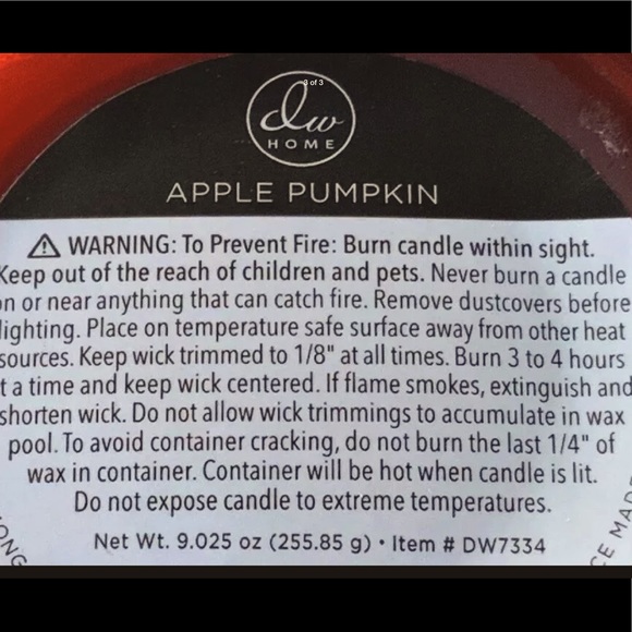 DW HOME CANDLE APPLE PUMPKIN NEW 9.1 oz I WICK - Picture 3 of 3